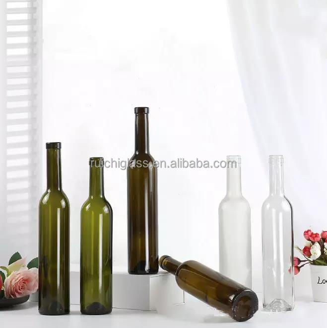 Empty 750ml Glass Wine Bottle with Aluminum Plastic PP Collar in Olive Green