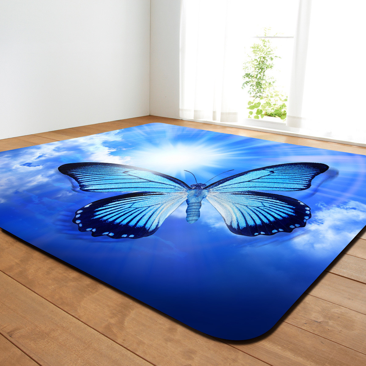 Butterfly Living Room Floor Carpets Large Dining Room Rugs Machine Washable