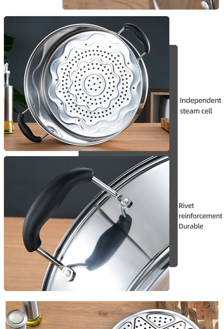 Steamer Pot Oem Hot Selling Large Stainless Steel 2/3 Layer Restaurants Kitchenware Soup Pot Food Steamer Pot With Steamer