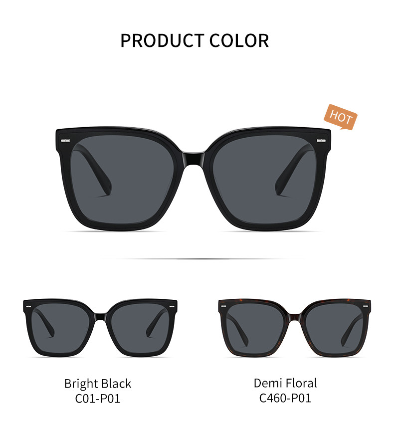 Polarized Lens Square Acetate Sunglasses Large Square Customizable