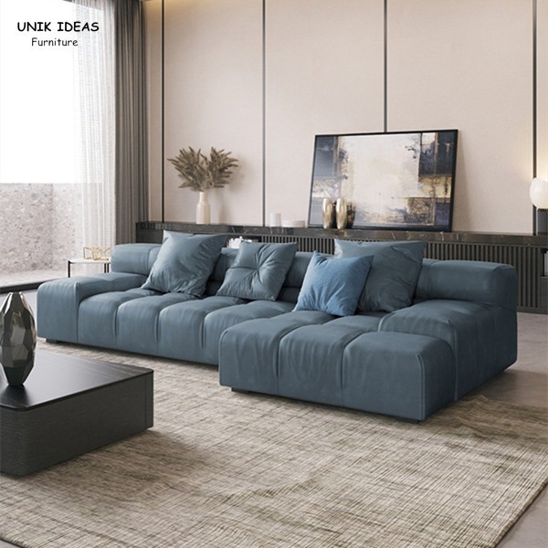 80 Inch 96 Inch Grey Leather Corner Sectional Sofa Small Couch Chaise 4 Seater