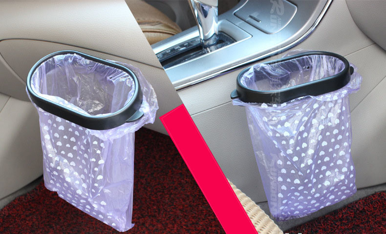 Car trash bag holder rack in plastic material