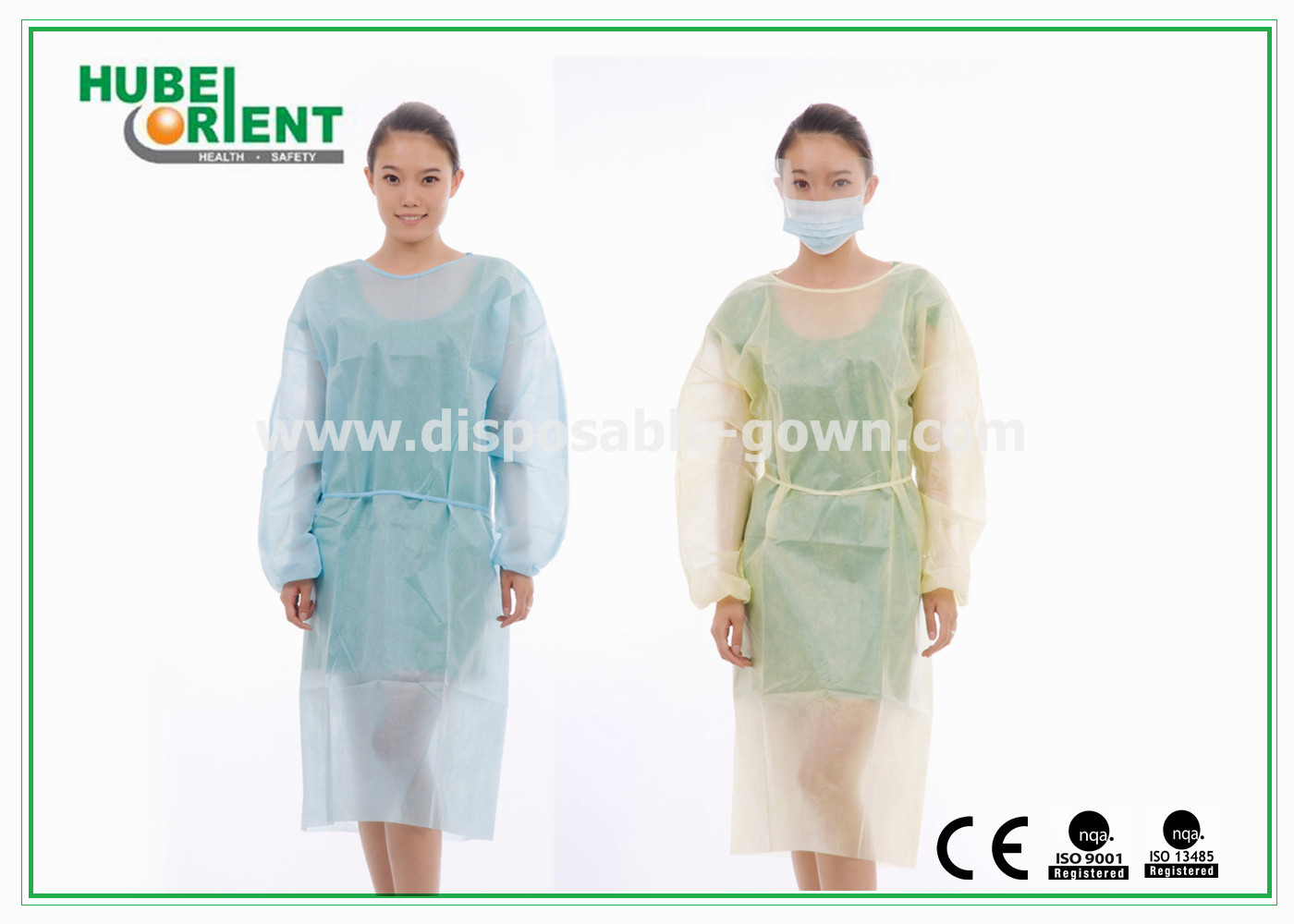 Polypropylene Disposable Isolation Gowns With Elastic Wrist