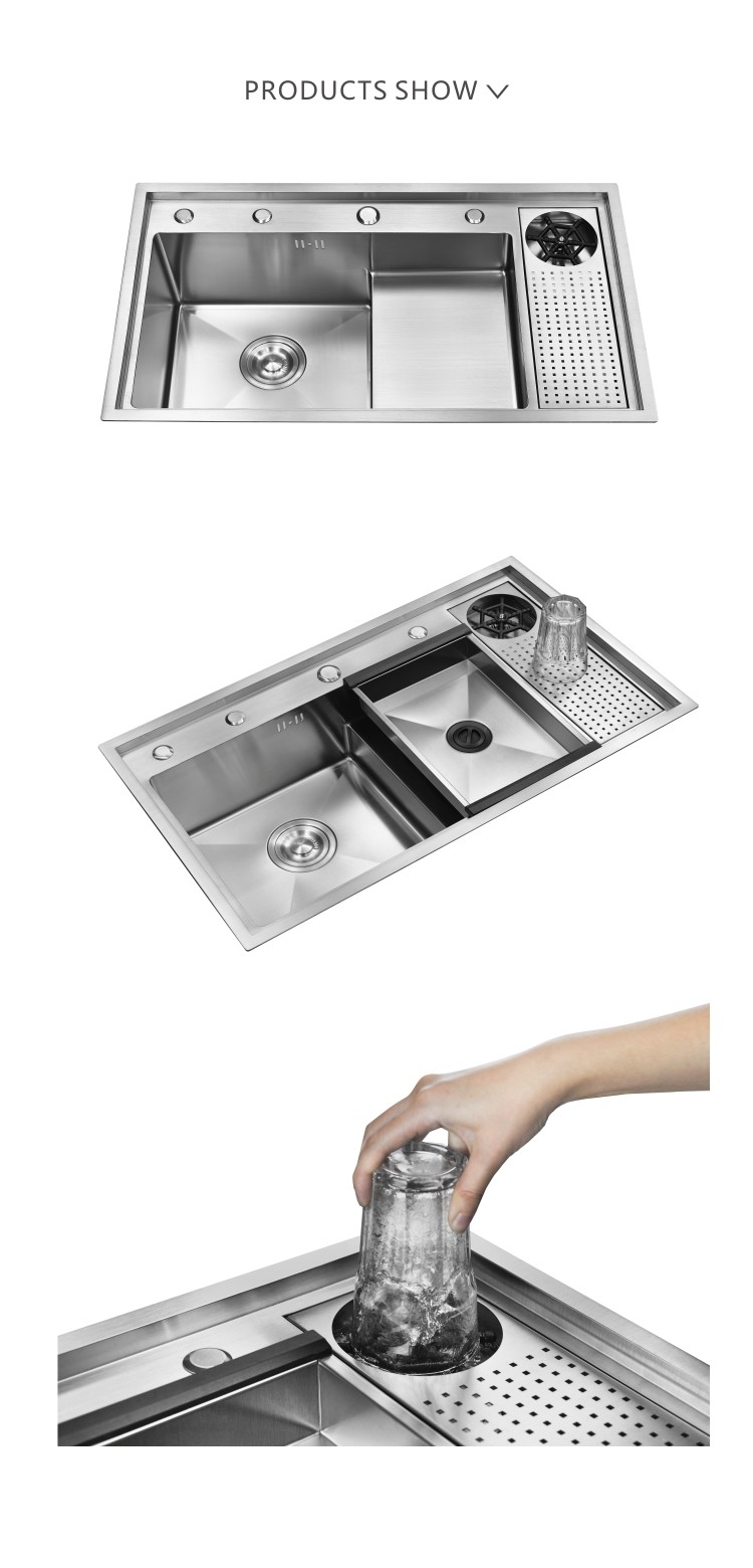 Handmade Cup Rinser Sink Stainless Steel 16 Gauge Single Bowl 33x22