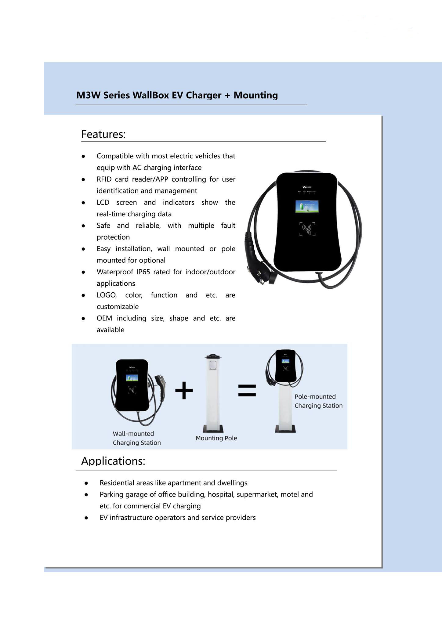 Floormounted EVSE Charging Station 32A 7kw Home Charging Point