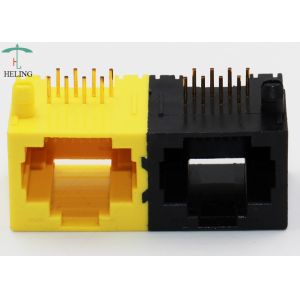 Dual Color 1x2 Port Right Angle RJ45 8P8C Connector For Network Router