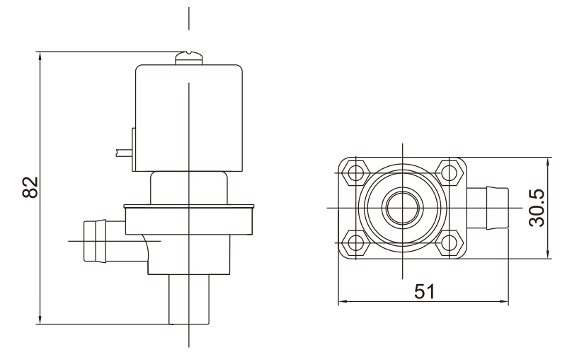 Main Dimension of RO Solenoid Water Valve: