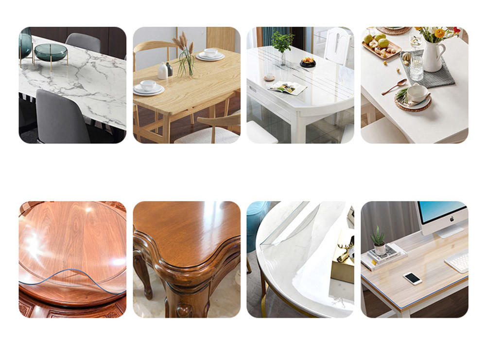Transparent PVC Printed Tablecloth For Simple Home Dining Coffee
