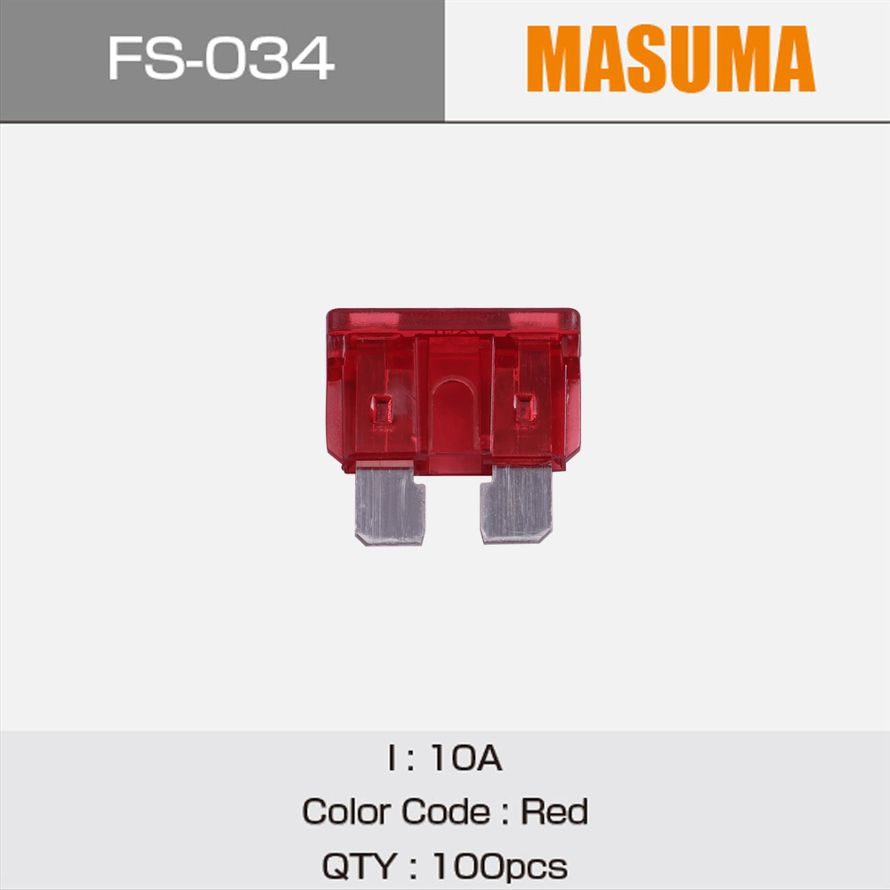 MASUMA Car Auto Spare Parts Micro Fuses 10A Red 100 pcs 98200-31000 Automotive FS-034