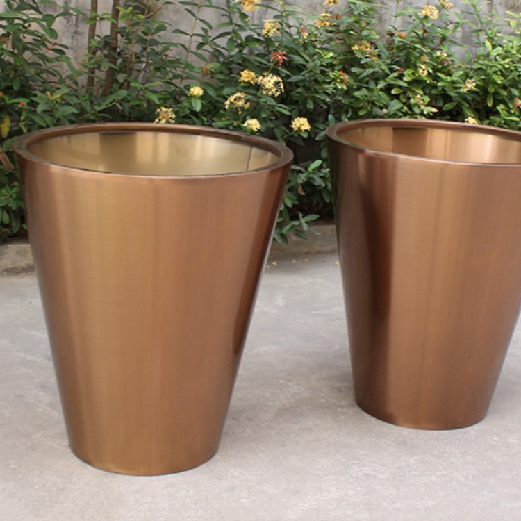 Luxury outdoor golden flower planter large round garden flower pots