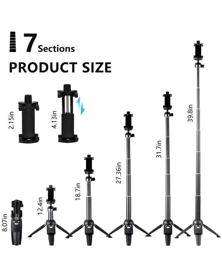 820mm BW BS8 Bluetooth Selfie Stick Tripod With Remote