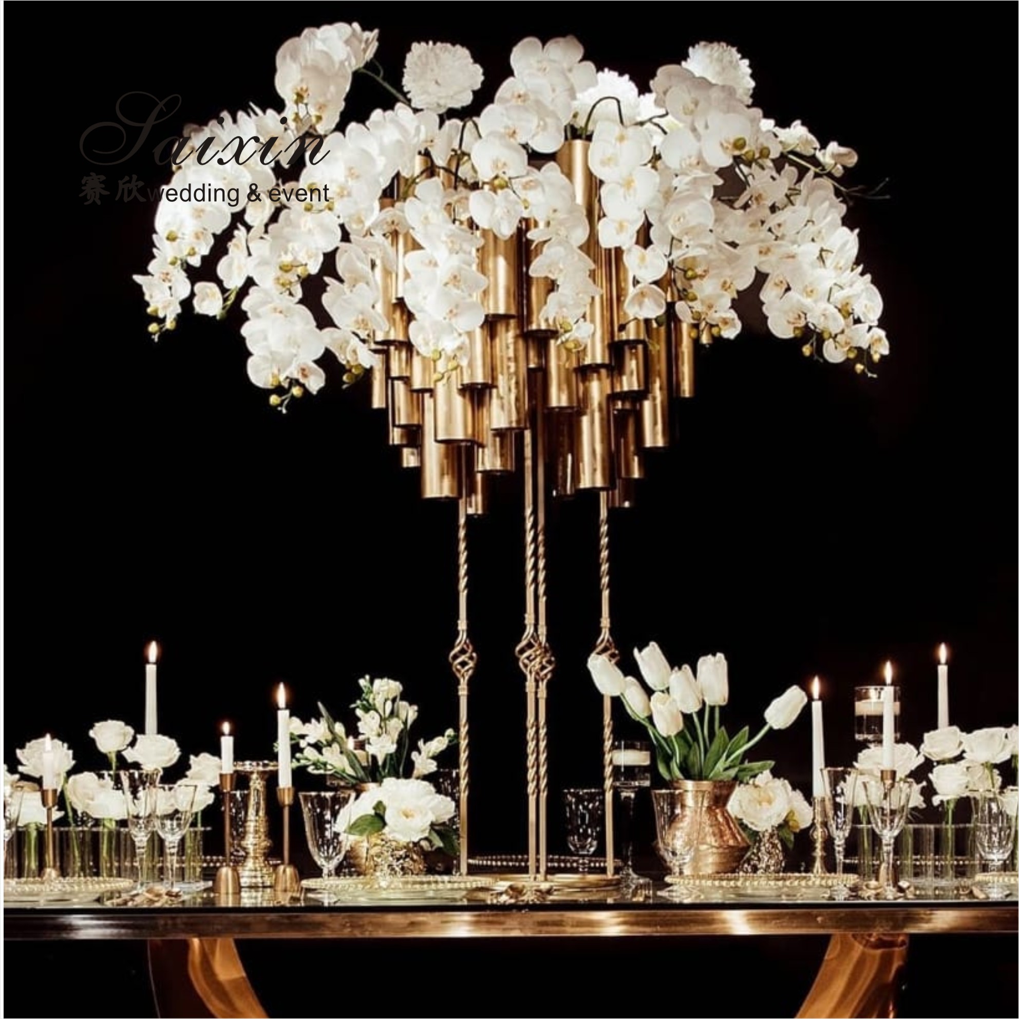ZT-593B New shiny large 7 arms crystal candelabra for wedding table decoration