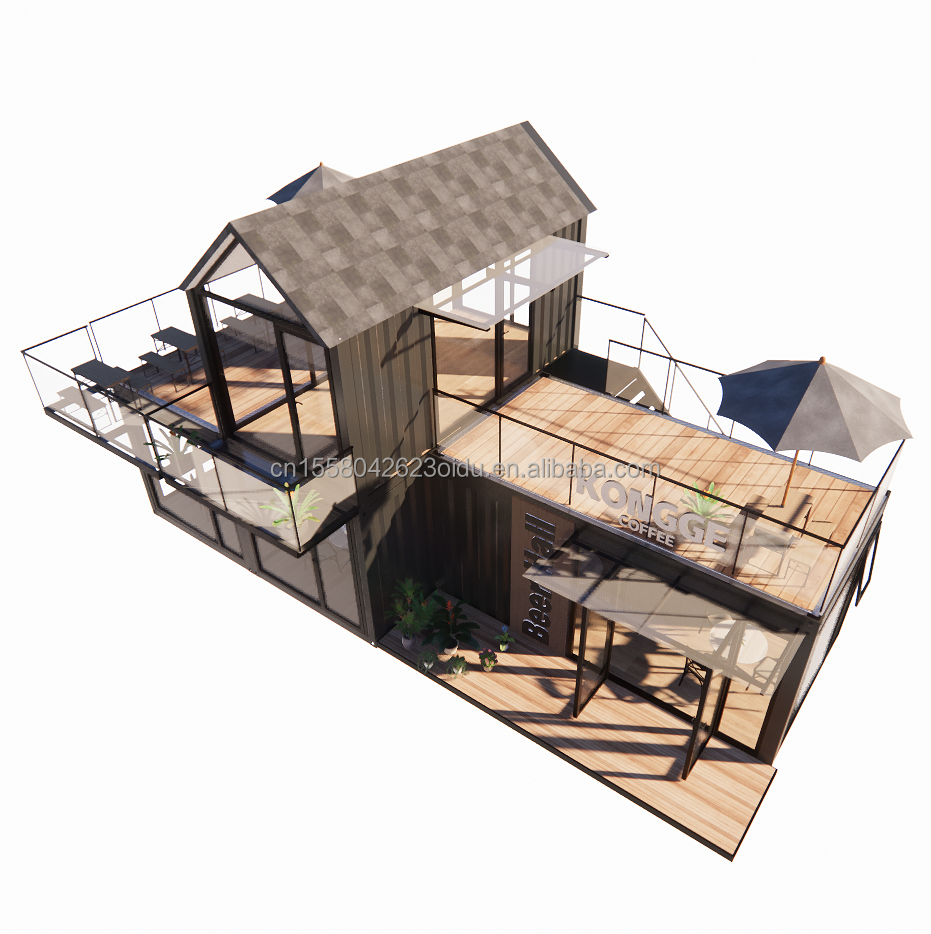 20FT 40FT Modern Simple Hotel 4 Bedrooms 1 Garage Prefab House Container Villa House Apex Roof Quick Assembled