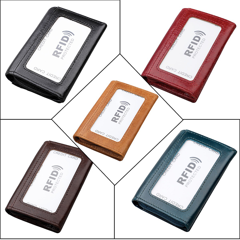 2024 Short Bifold Zipper Wallet for Men Custom Logo and RFID Blocking in Cow Leather