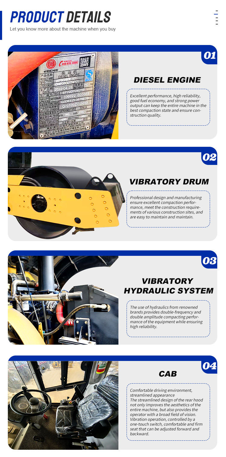 Electric Oil Pump Vibratory Road Roller 20 Ton Compactor for Smooth Asphalt Surface