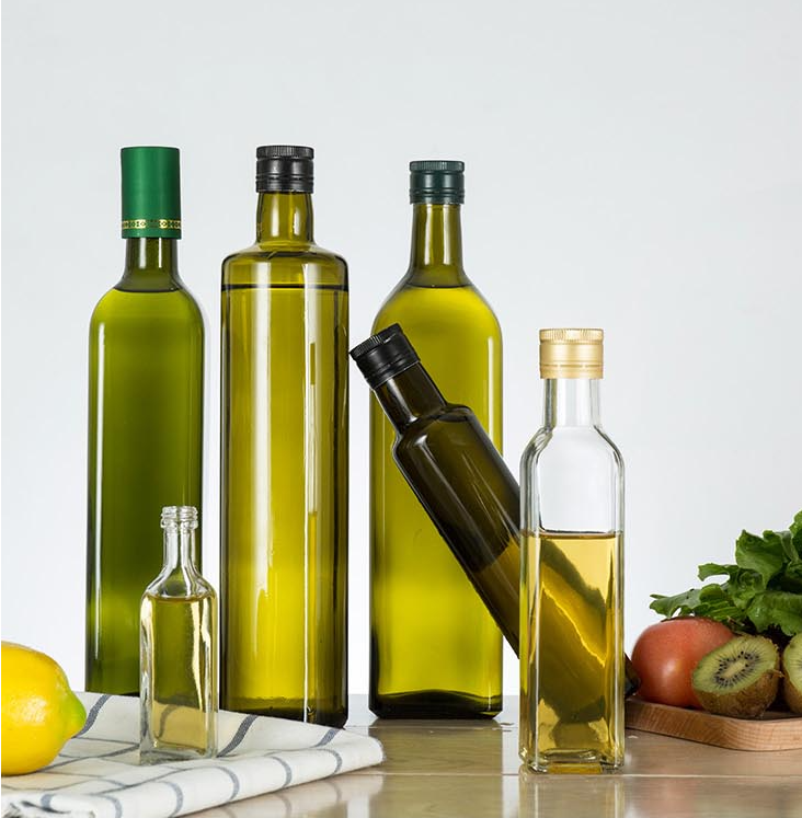 Hot Stamping Square Clear Glass Olive Oil Bottle for Kitchen Storage