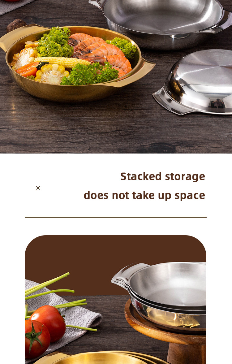 Good Quality Stainless Steel Golden Soup Pot Korean Ramen Instant Noodle Seafood Lobster Induction Cooker Dry Pot