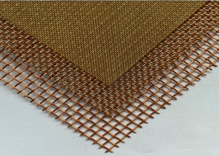 Brass Copper Wire Mesh Panels , SS Woven Architectural Decorative Mesh