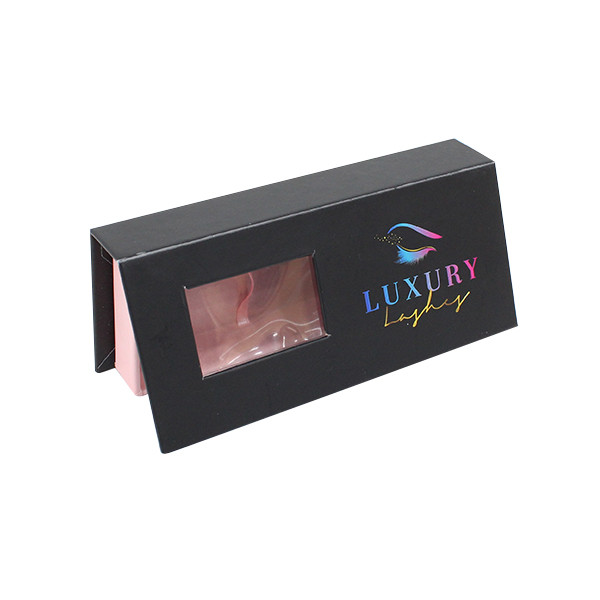 Custom Black Folding Recycled Paper Gift Boxes , Luxury Paper Box With Window