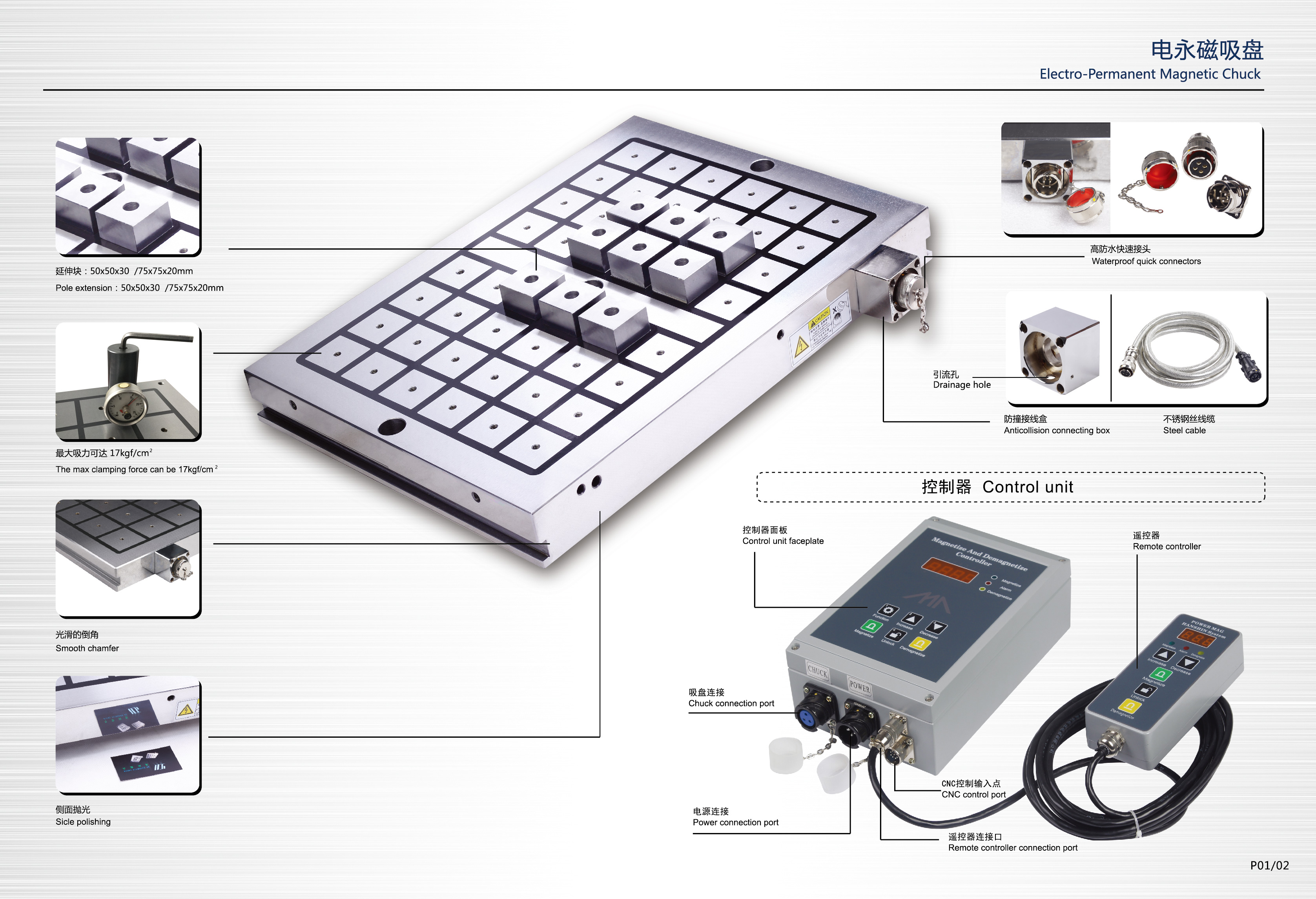 Versatile Electro Permanent Magnetic Table Each Pole Magnetic Force More than 380kgf