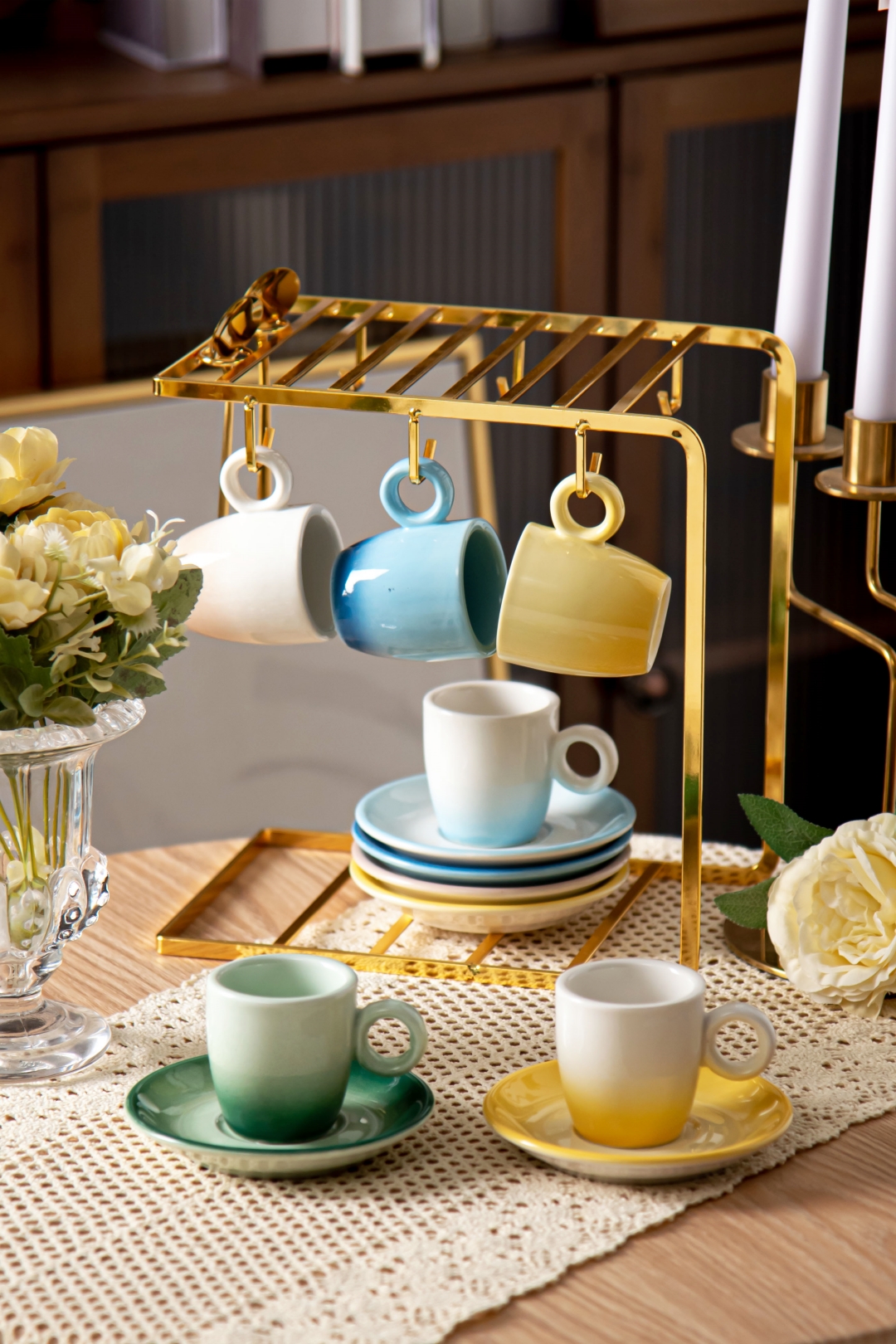 Luxury Thin Porcelain Ceramic Coffee Cup and Saucer Set Perfect for Business Gifts