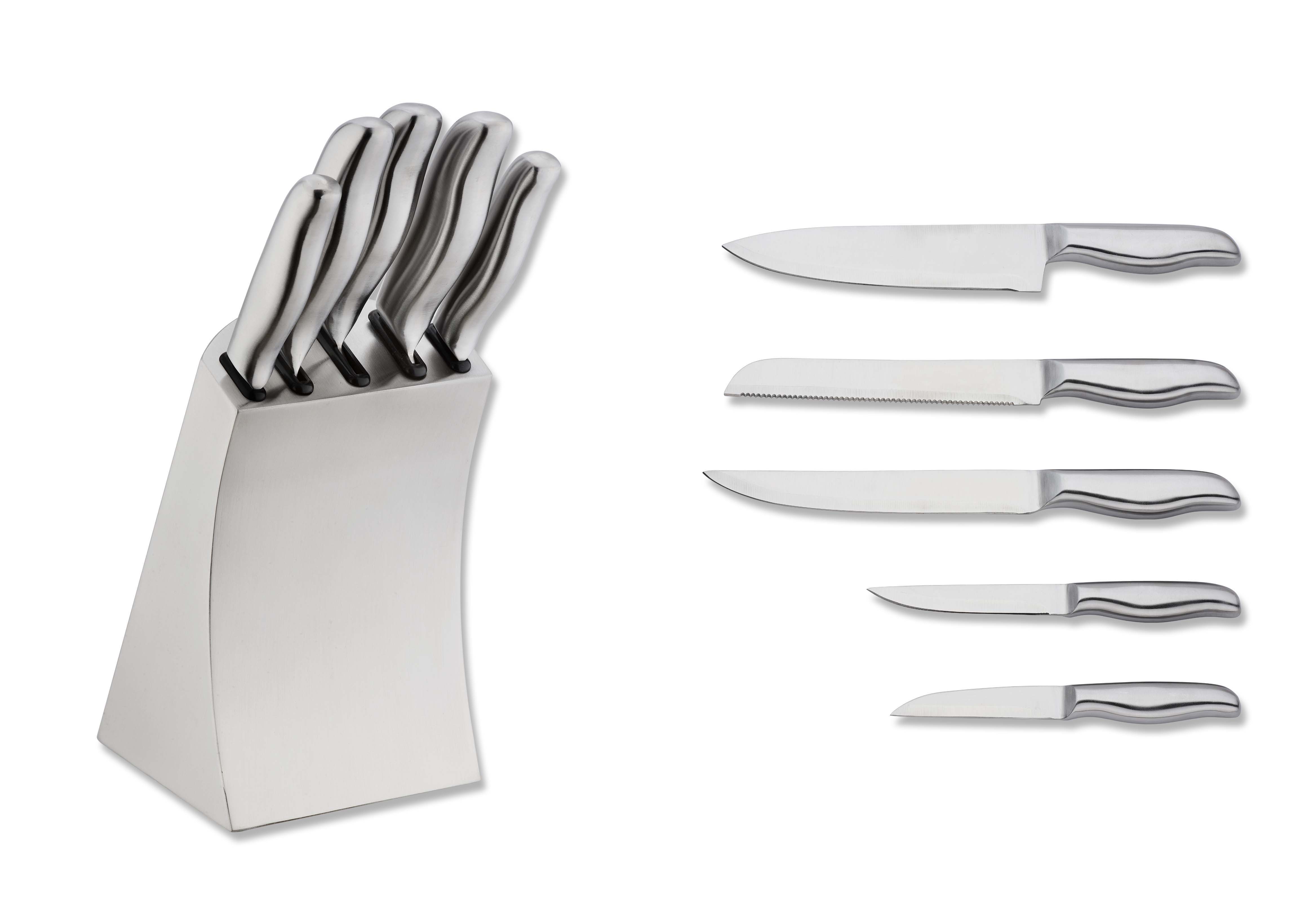 5PCS kitchen knife set in stainless steel knife block