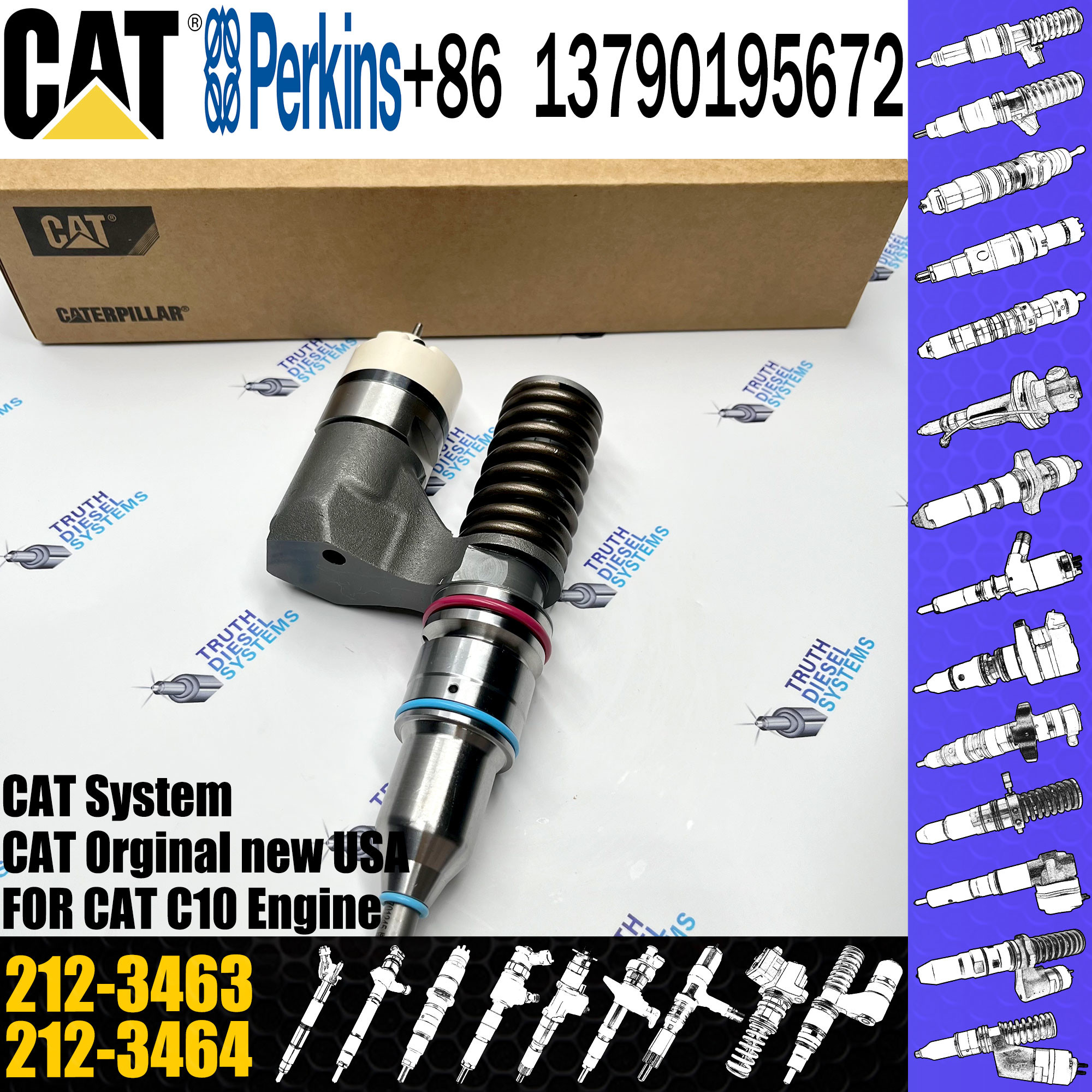 Diesel Engine Fuel Injector Excavator Diesel Parts 212-3468 212-3463 332-1419 10R-1258 for Caterpillar CAT 3176C 345B II