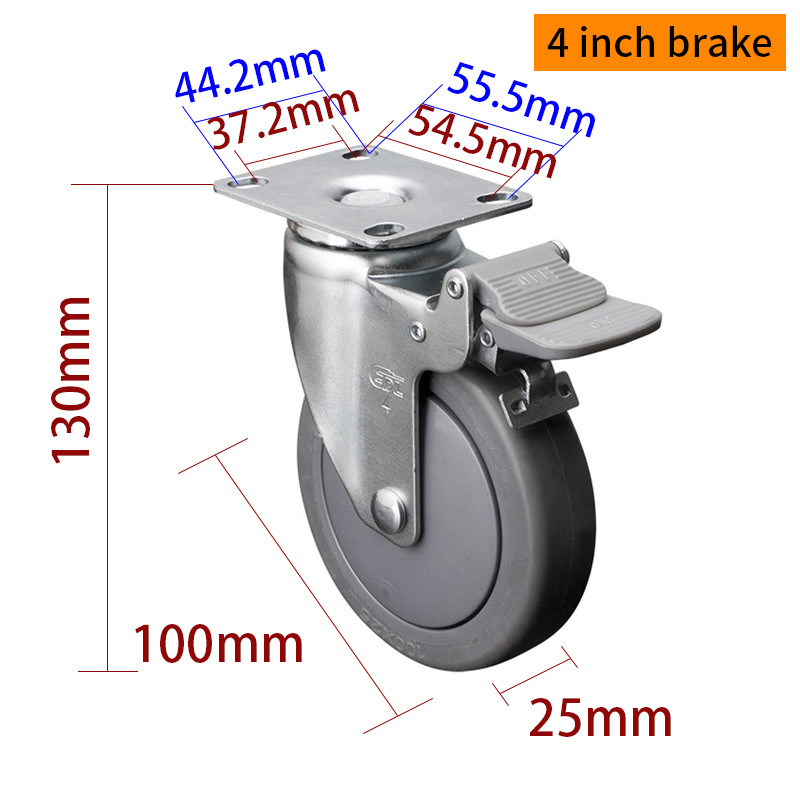 Light Duty Medical Caster 100mm 4 Inch Rigid Caster 3714P-57