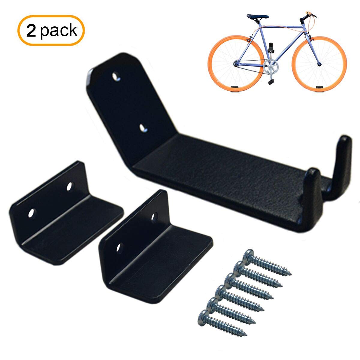 Power Coating Carbon Steel Bicycle Carrier Wall Mount Includes Screws and Dowels