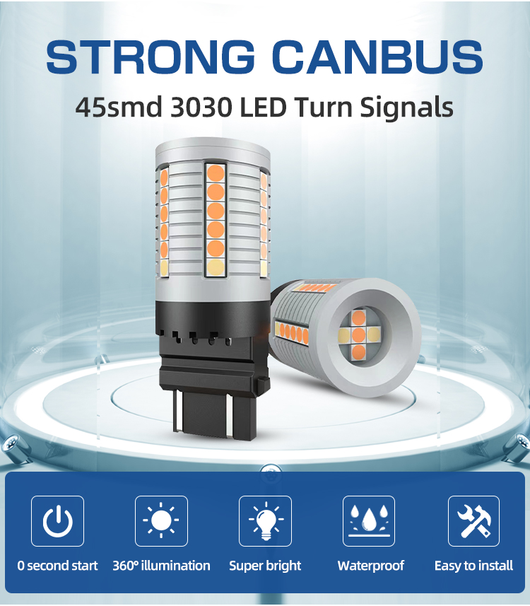 Dual Color Switchback Canbus P21w Led 1156 1157 7443 3157 T20 Led Auto LED Turn Signal Brake Light