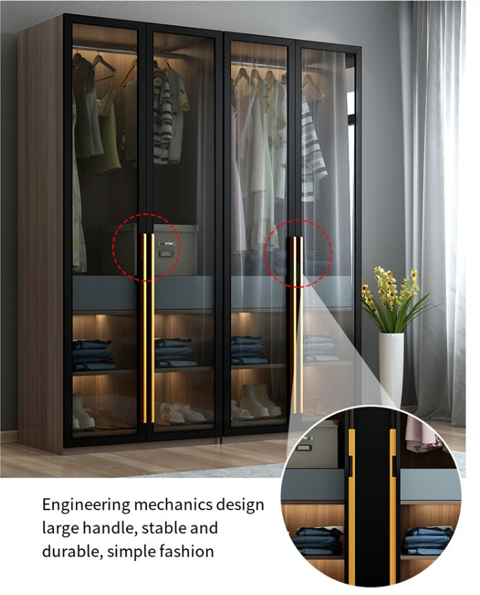 20mm Big Bedroom Wardrobe Closet Designs With Mirror Led Lighting