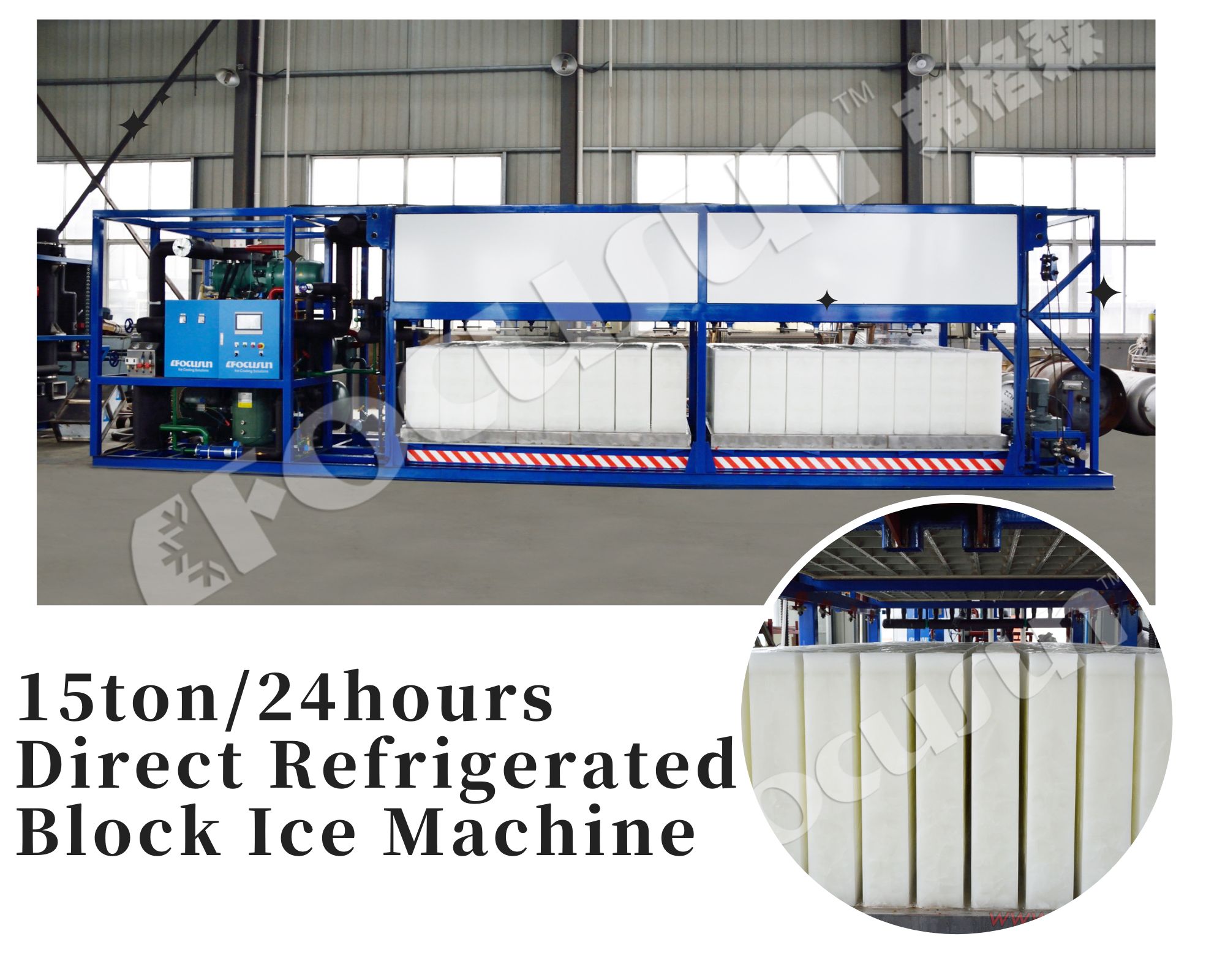 15T/24H Ice Making Machine for Seafood and Fish Preservation Dry Bulb Temperature 35C