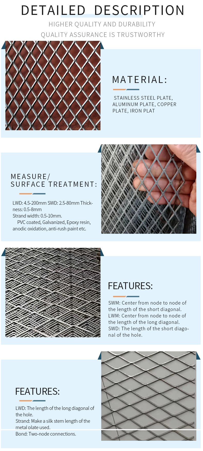 12"X 40" Filter Screen Sheet Filtration Cloth Expanded Metal Mesh Hebei Customization Steel Screen Punching Wire Screen