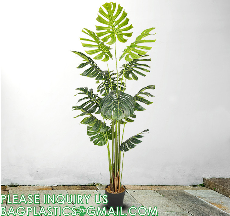 Artificial Monstera Deliciosa Plant, 5ft Potted Faux Tree with 15 Verdant Fake Leaves, Swiss Cheese Plant for Home