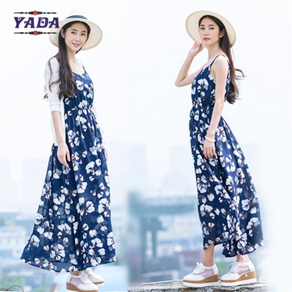 Summer beach floral spaghetti straps maxi latest party designs 100% cotton white