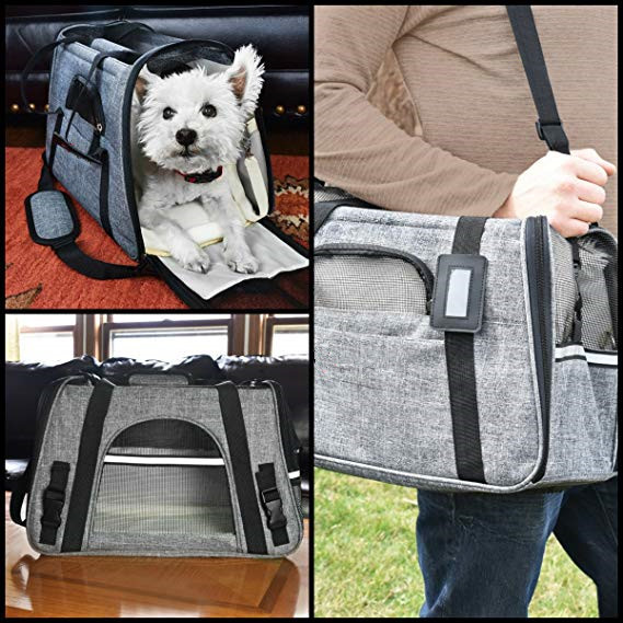 Portable Airline Approved Pet Carrier Bag With Backpack Belt Safety Locked Zippers