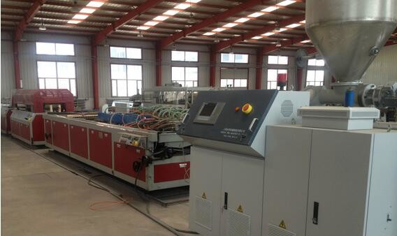 Wood Plastic Cabinet Twin Extruder Machine , Furniture WPC Board Production Line
