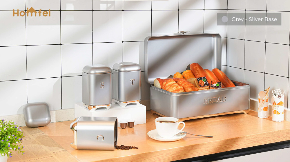 OEM Metal Bread Bin Set For Kitchen Storage And Freshness Preservation