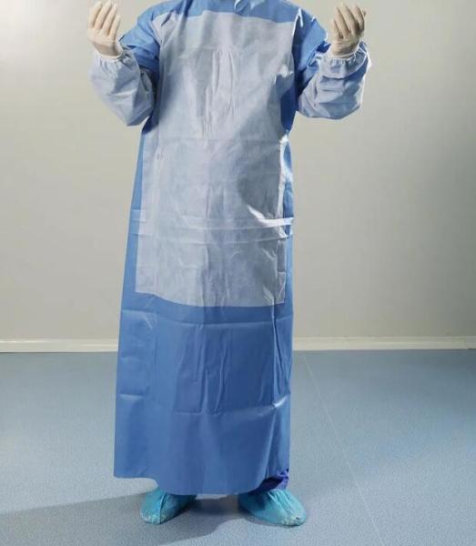 45 gsm Blue White SMS Reinforced Surgical Gown Surgical Clothes Hospital Uniform