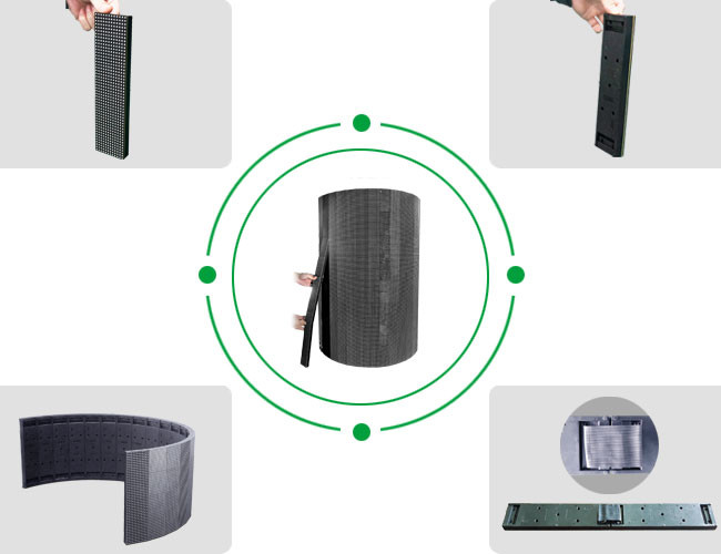 Black Curved LED Screen Outdoor Advertising Digital Display 3000Cd / M² 62.5x250 MM