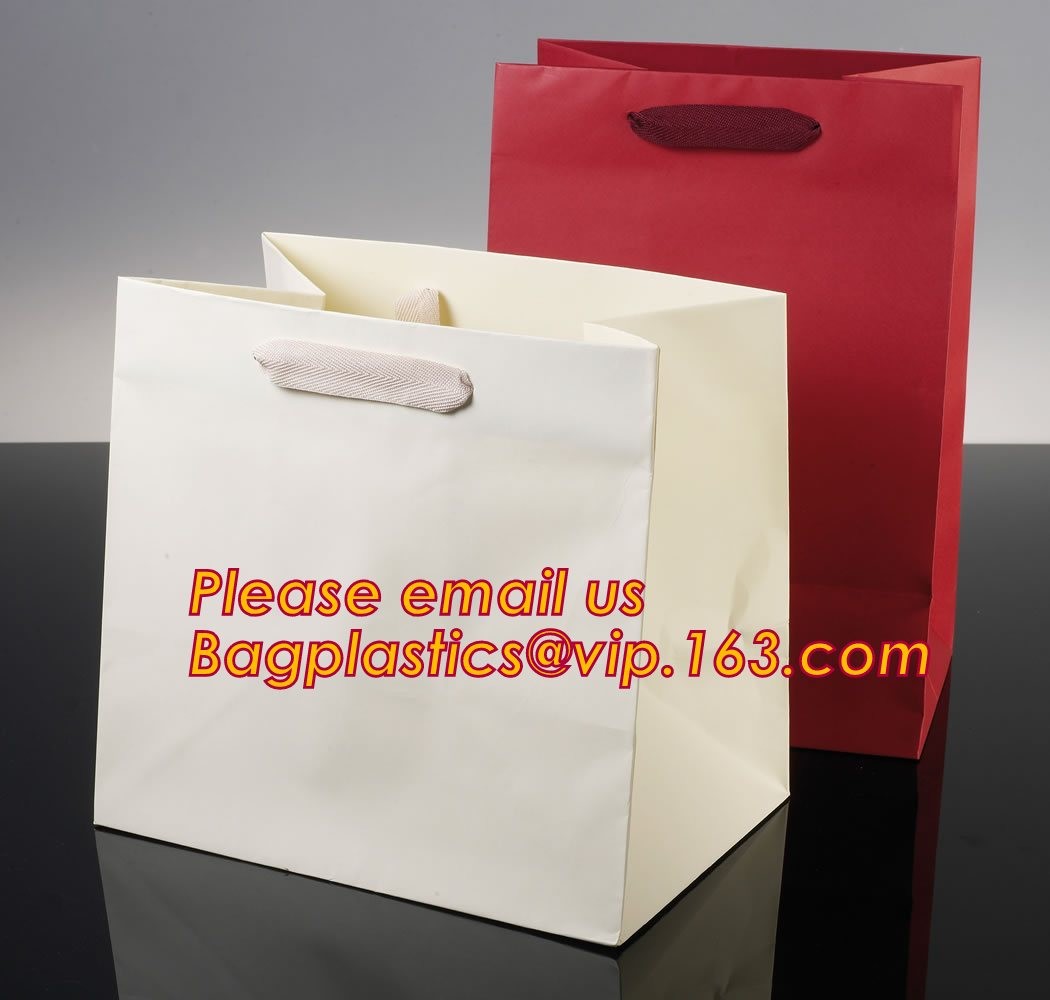 Gold foil stamp matt laminated black handle rope hair extension packaging bag red paper bag,Handle Brown Kraft Gift Pape