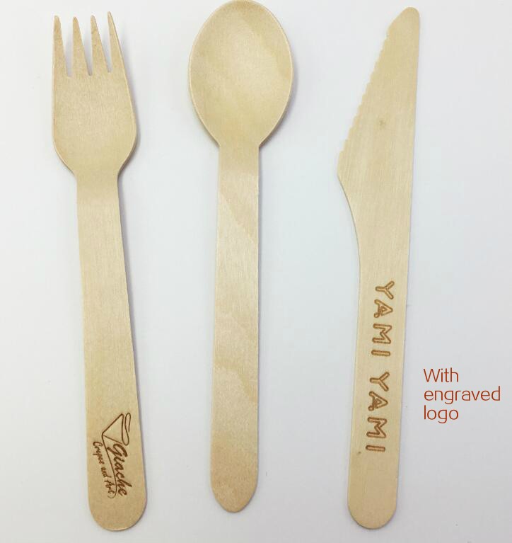 Disposable packing mini cutlery set wooden wooden fork /knife and paper napkin set