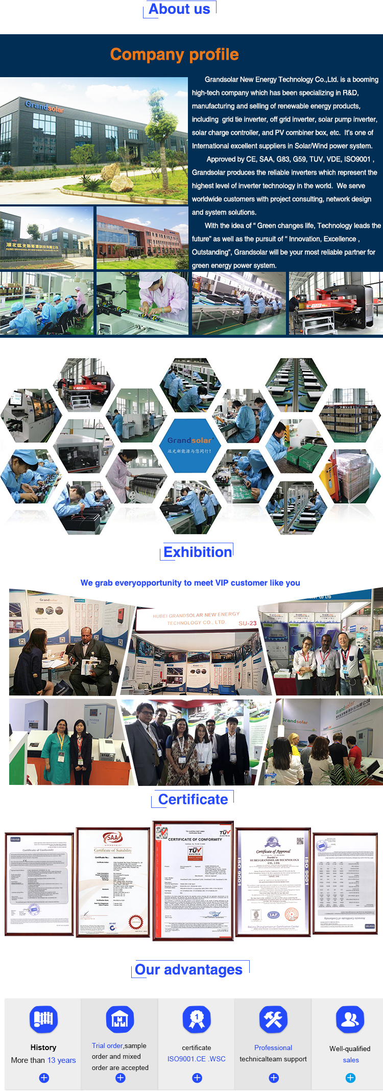 40KW On Grid Inverter LCD Screen Grid Tied Power Inverter Triple Output