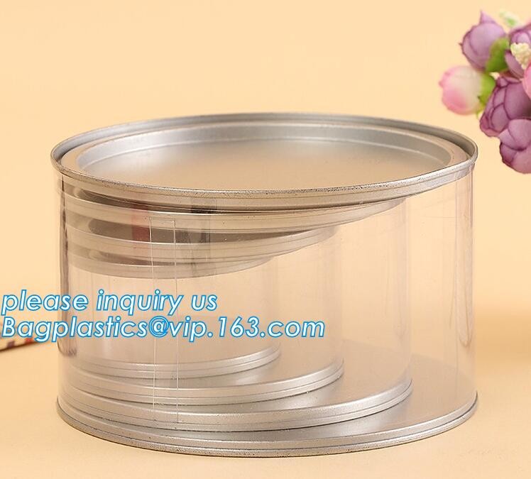 clear PVC PET can for food canning,Customized round clear paint can with tin lid,paint can with tin top & bottom and han