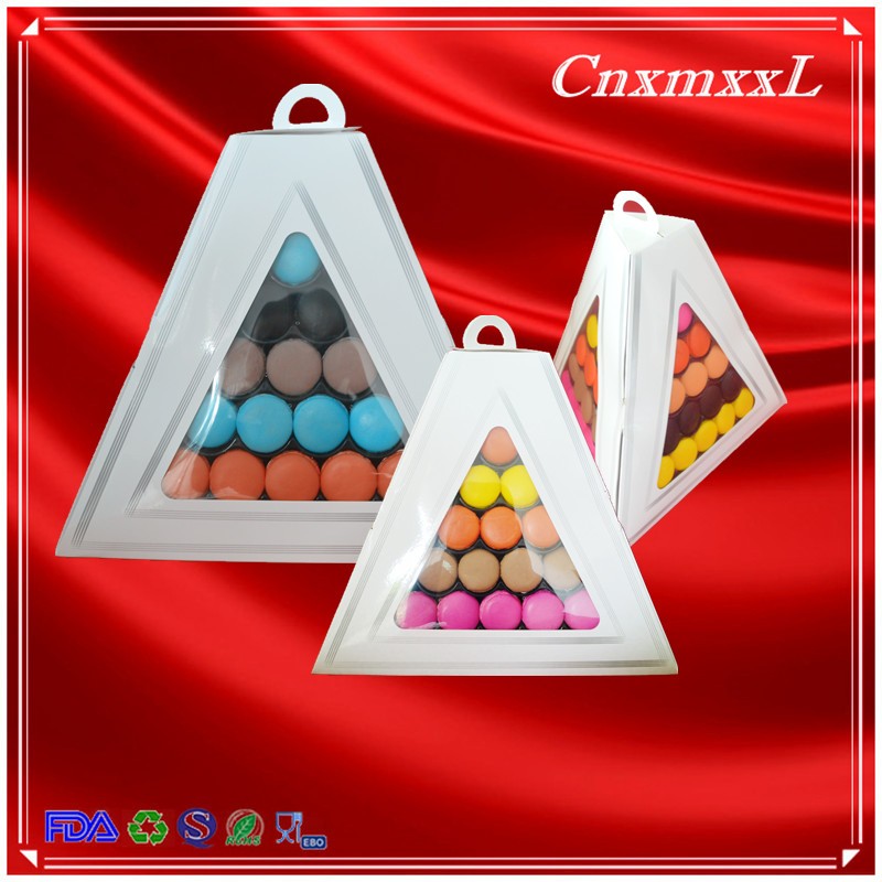 Macaron Box Packaging Triangle Pyramid Shape Small Cake Packaging Box
