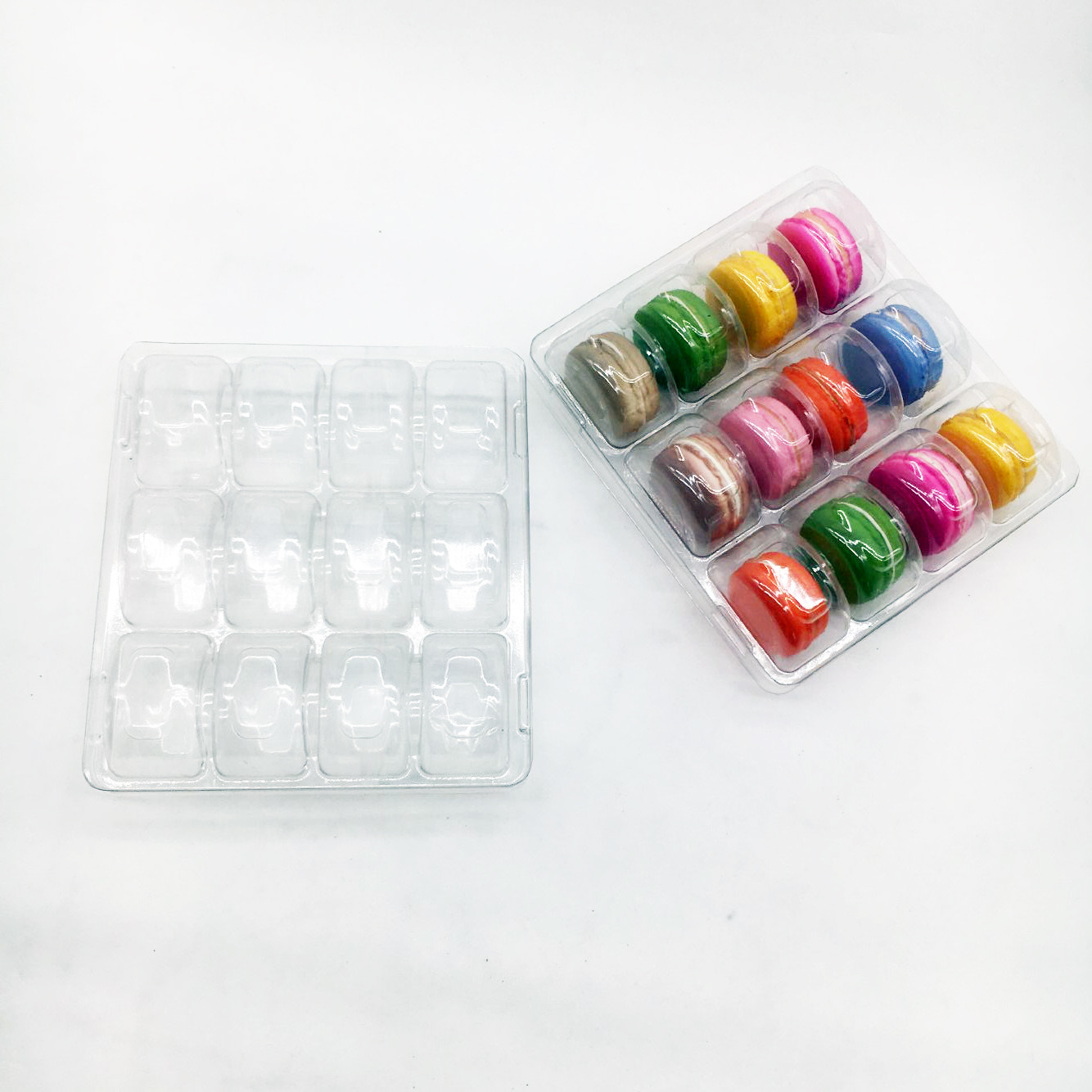 Clear PVC/PET Macaron packaging tray blister 3 x 4 arrangement 12 cells macaron tray plastic macaron pack box/tray
