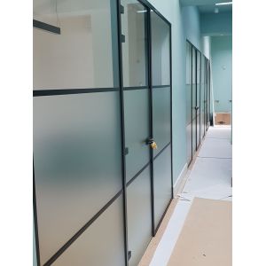 Frosted Glass Office Partition With Thermal Insulation Aluminum Accessories