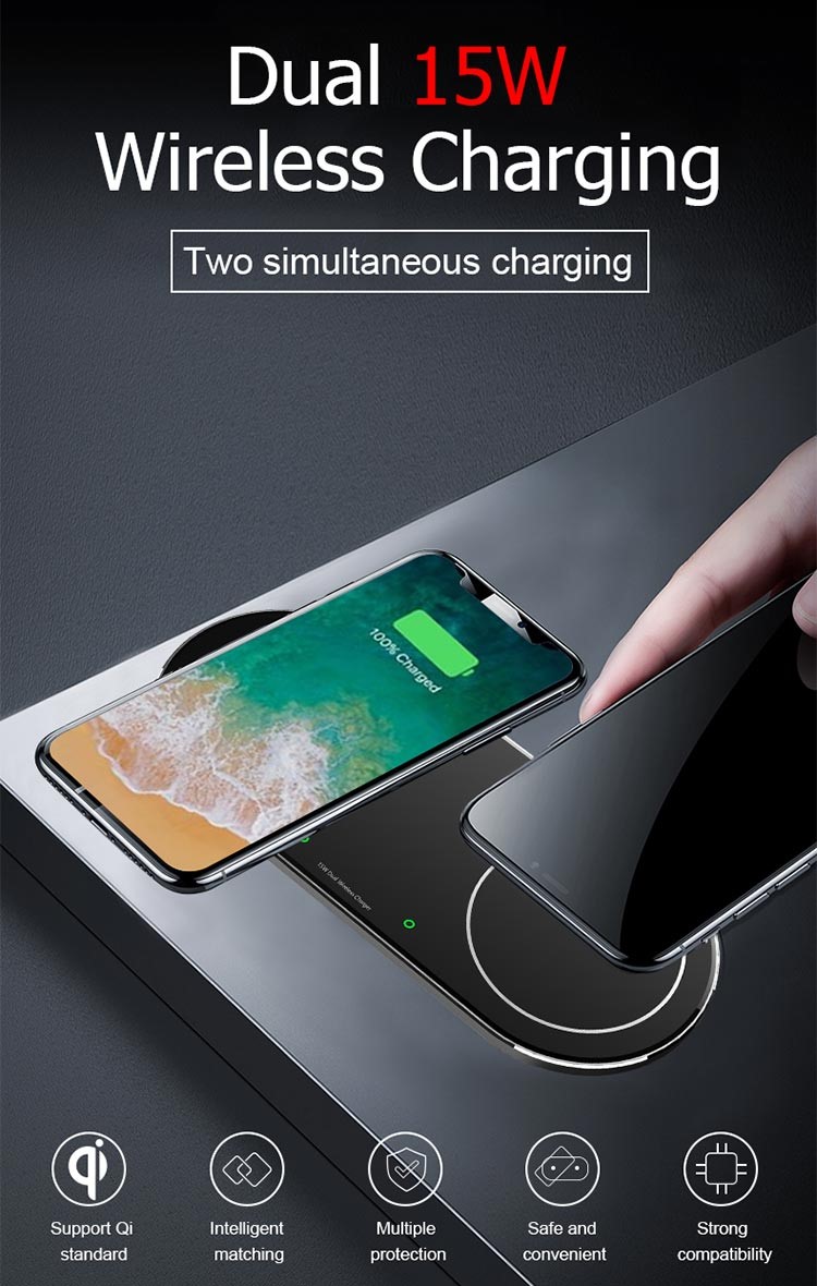 2-IN-1 Dual 15W Wireless Fast Charging for mobile phone