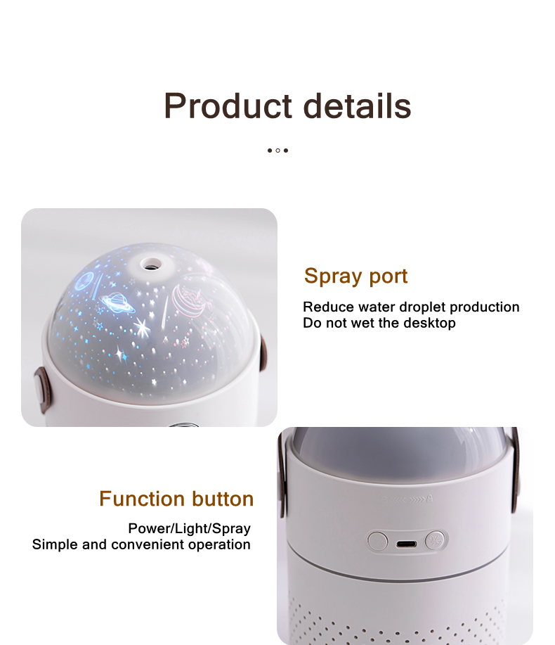 HOMEFISH Rechargeable Battery Essential Oil Diffusers 550ml Projection Air Humidifier