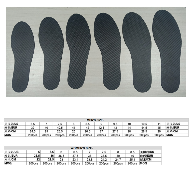 Custom Working Boot Insole 1.2mm Carbon Fiber Thermosetting Molding Insole for OEM ODM